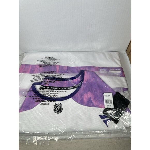 Size 2XL Fanatics Vancouver Canucks Hockey Fights Cancer Jersey 2024 NHL NEW - Picture 2 of 3